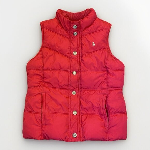 Old Navy Girls Puffer Quilted Vest Size XL Pink Red Sleeveless Lined Pockets EUC - Picture 1 of 13